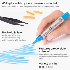 Arteza Acrylic Paint Markers, Set of 40 Acrylic Paint Pens in Assorted Colors, A