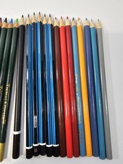 Art Colored Pencil Lot Mixed Craft Set W/ Thomas Kinkade Green Pencils Used
