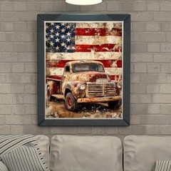 American Old Flag Truck Paint by Numbers Kit for Adults, Modern Aesthetic
