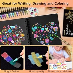 Metallic Marker Pens Dual Tip Acrylic Paint Pens for Black Paper, 30 Colors
