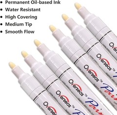White Paint Markers Pens – Single color 6 Pack Permanent Oil Based Paint Pen,…