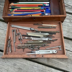 Antique Winsor & Newton Mahogany Artists Box – Pencils Pastels & Drawing Tools