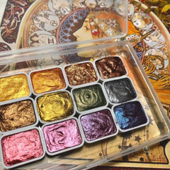 12colors Mineral Pearlescent Watercolor Pigment Chinese Painting Thangka Pigment