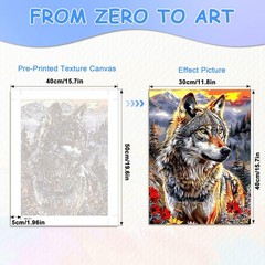 Wolf Paint by Numbers Kit for Adults Beginners Acrylic Canvas Art Set
