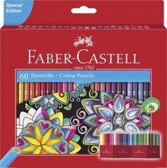 Faber Castell 60 Count Colourful Hexagonal Wooden Colouring Pencils 3.6mm