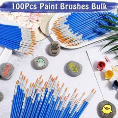 anezus 100Pcs Paint Brushes Bulk Small, for Kids Fine Set Detail Blue