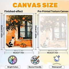 Orange Cat Paint by Numbers Kit for Adults 16×20 Inch DIY Canvas Art Decor Set