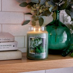 Village Candle Eucalyptus Mint Large Glass Apothecary Jar 21.25 oz., Green