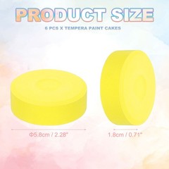 6 Pcs Washable Tempera, 2.3″x0.7″ Large Tempera Paint Cakes, Bright Yellow