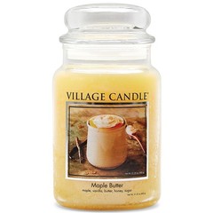 Village Candle Maple Butter Large Glass Apothecary Jar 21.25oz, Yellow