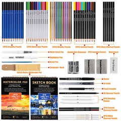 76 PCS Art Supplies Drawing Pencils Set Pro Sketching Kit Sketchbook Pad