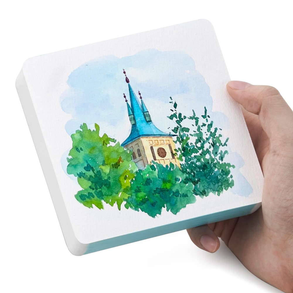 60 Sheets Mini Watercolor Sketchbook 4.7×4.7 Inch Cold Press 300gsm/140lb