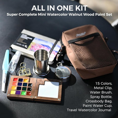 Premium Mini Watercolor Paint Set with Travel Accessories for Art Enthusiasts