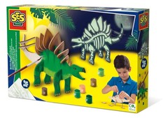 SES Creative 14209 Wooden dino glow in The dark, Black, One Size