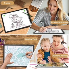YINGWOND 9000LUX A4 Rechargeable Tracing Light Box with Padded Case,Wireless …