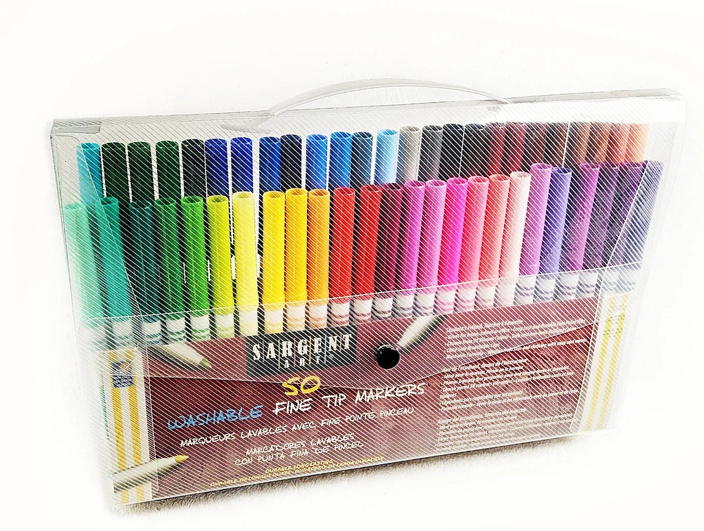 Sargent Art 50-Count Fine-Tip Washable Markers – Vibrant Assorted Colors, New