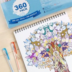 Shuttle Art 360 Pack Gel Pens Set, 180 Colors Pen 360 Piece 360
