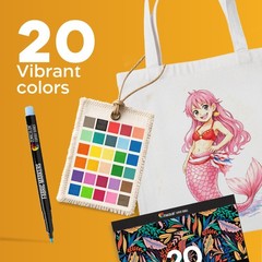 Zenacolor 20 Fabric Markers Pens Set – 1 Count (Pack of 20), Multicolor