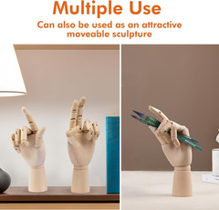 Wooden Hand Model, 10Inches Left Hand Mannequin Figure for Jewelry Display and D