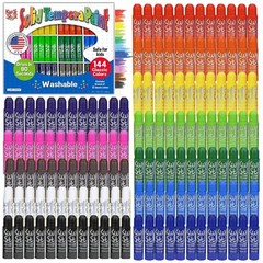 Kwik Stix Solid Tempera Paint Sticks, 144 Classic Colors, Washable Paint Sticks