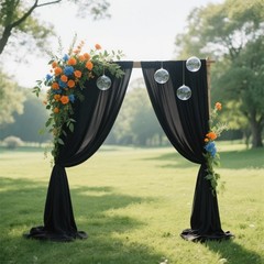 Chiffon Fabric Black Sheer 10 Yards 60 Wide Wedding Arch Draping MLMW Halloween