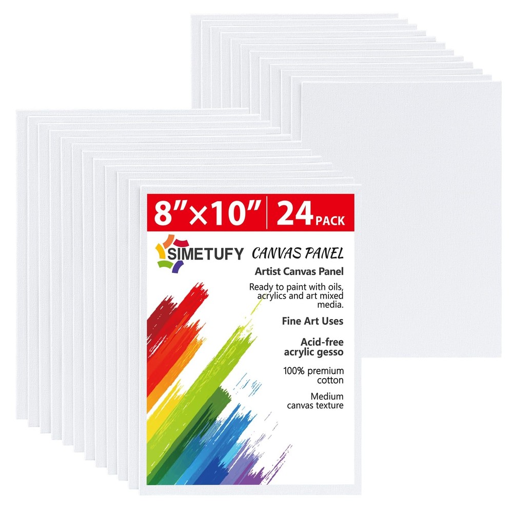 Simetufy Canvas Boards for Painting 8 x 10 inch, 24 Pack Flat Painting Canvas…