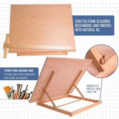 Natural Beechwood 26″ x 21″ Drawing Board with T-Square & Easel Function