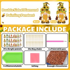 Outus 24 Pcs Gnome Diamond Drawing Keychains Kit Farmhouse Small, Sunflower