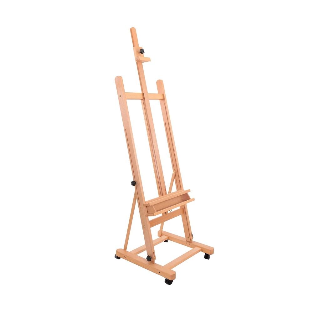 U.S. Art Supply Medium Wooden H-Frame Studio Easel with Artist Storage Tray a…