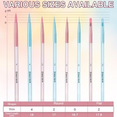 Zimuvora 8pcs Fine Detail Paint Brush Set, Small Small, Pink and Blue