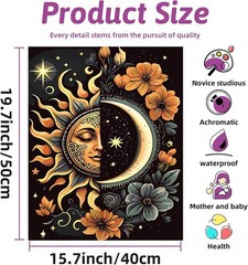 Sun And Moon Paint By Numbers Kit Celestial Sun Moon Mystic Sky Full Drill
