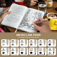 Micro Fineliner Drawing Art Pens: 12 Black Fine Line Waterproof Black,12pcs