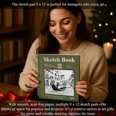 9 x 12 Sketchbook, 68lb/100gsm Sketch Pad 100 Sheets Spiral Bound Acid Free D…