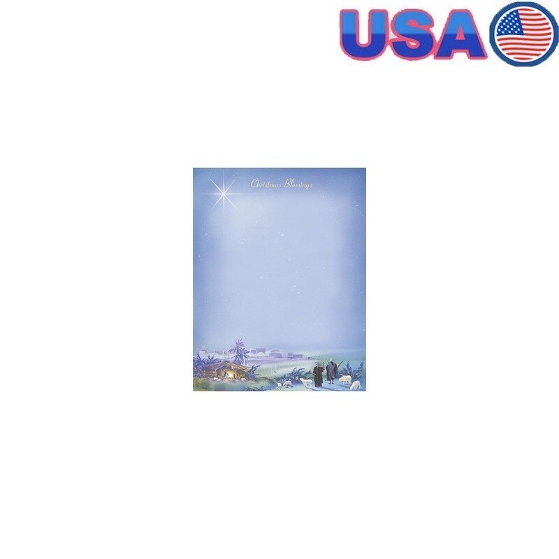 Wondrous Light Christmas Letterhead Stationery 80 Sheets Unruled Holiday Paper