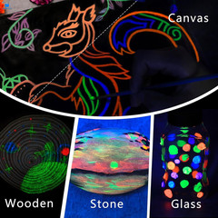 Glow in the Dark Paint 5.6 Fl Oz (Pack of 1), Glow&Neon-8 colors