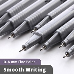 Portable 12 Pack Black Fineliner Pens – Fine Point for Detailed Writing & Art