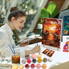 Framed Paint by Numbers Kit for Adults, Autumn Leaves Paint by Numbers Kit fo…
