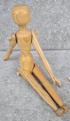 Vtg 12″ Hand Carved Turned Wood Jointed Artist Signed German Sketch Mannequin