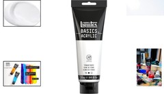 Professional Quality BASICS Acrylic Paint, 8.5oz Tube, Satin Finish in White