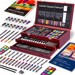 175pcs Deluxe Art Set With 2 Drawing Pads, Crayons, Acrylic Paints, Colored Penc