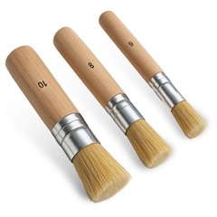 3 Pack Wooden Stencil Brush, Washable Bristle Stencils Brushes for Painting, …