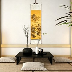 37.4″ x 8.7″ 2 Pcs Blank Hanging Scroll Paper Wood Rod, Light Gray