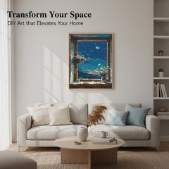 Paint By Numbers Moonlit Window Romantic Moonlit Window View Full Drill Art