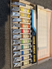 12 Vintage Guitar Acrylic Color Water Soluble Rare Paint VTG Art Supply