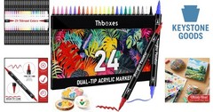 24-Color Waterproof Acrylic Paint Markers for Arts & Crafts