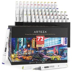 Arteza Professional EverBlend Dual Tip Ultra Artist Brush Sketch 72 Markers Set