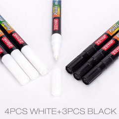 ZEYAR White and Black Acrylic Paint Pen, Water Based, Set of 7, Extra Fine Point