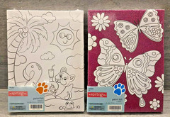 Set of 2 Children’s Canvas Painting Kits – 6″ x 8″ – DIY Arts & Coloring Crafts