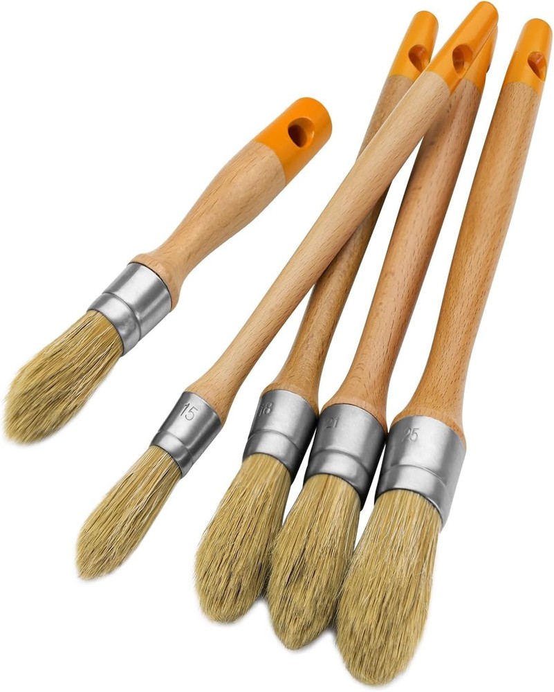 Trim Paint Brushes – 5PC round Trim Brushes,Long Handle Paint Brush Set for Wind