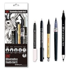 Zig Inktober pen set, for Illustration, Manga Drawing, Basic No.2(5pcs.)